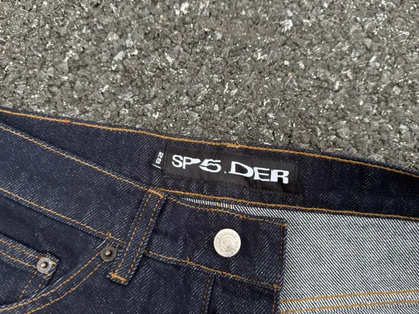 Sp5der Star Print Wide-Leg Jeans Blue - 16