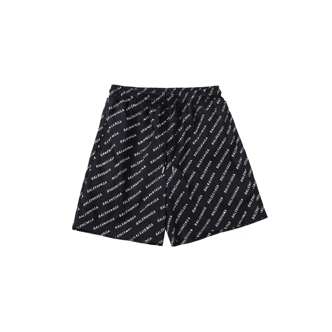 Balenciaga Logo Print White And Black Sporty Shorts
