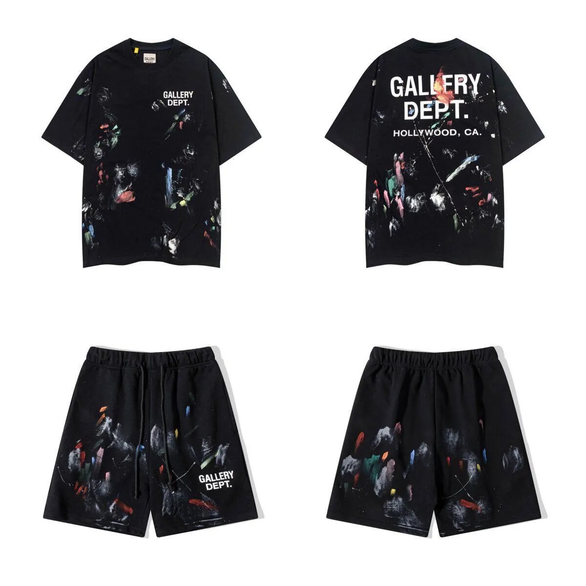 Gallery Dept. Paint Splatter White Black Graphic Streetwear Set