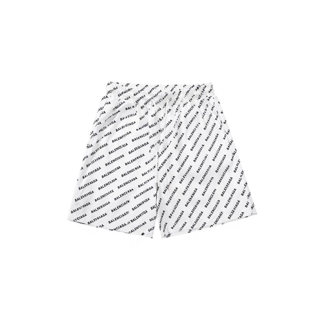 Balenciaga Logo Print White And Black Sporty Shorts