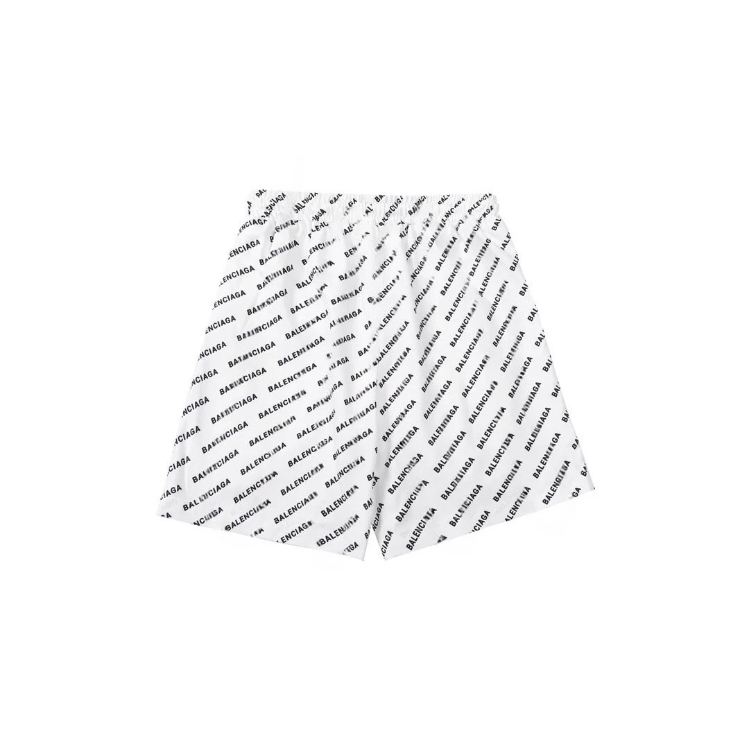 Balenciaga Logo Print White And Black Sporty Shorts