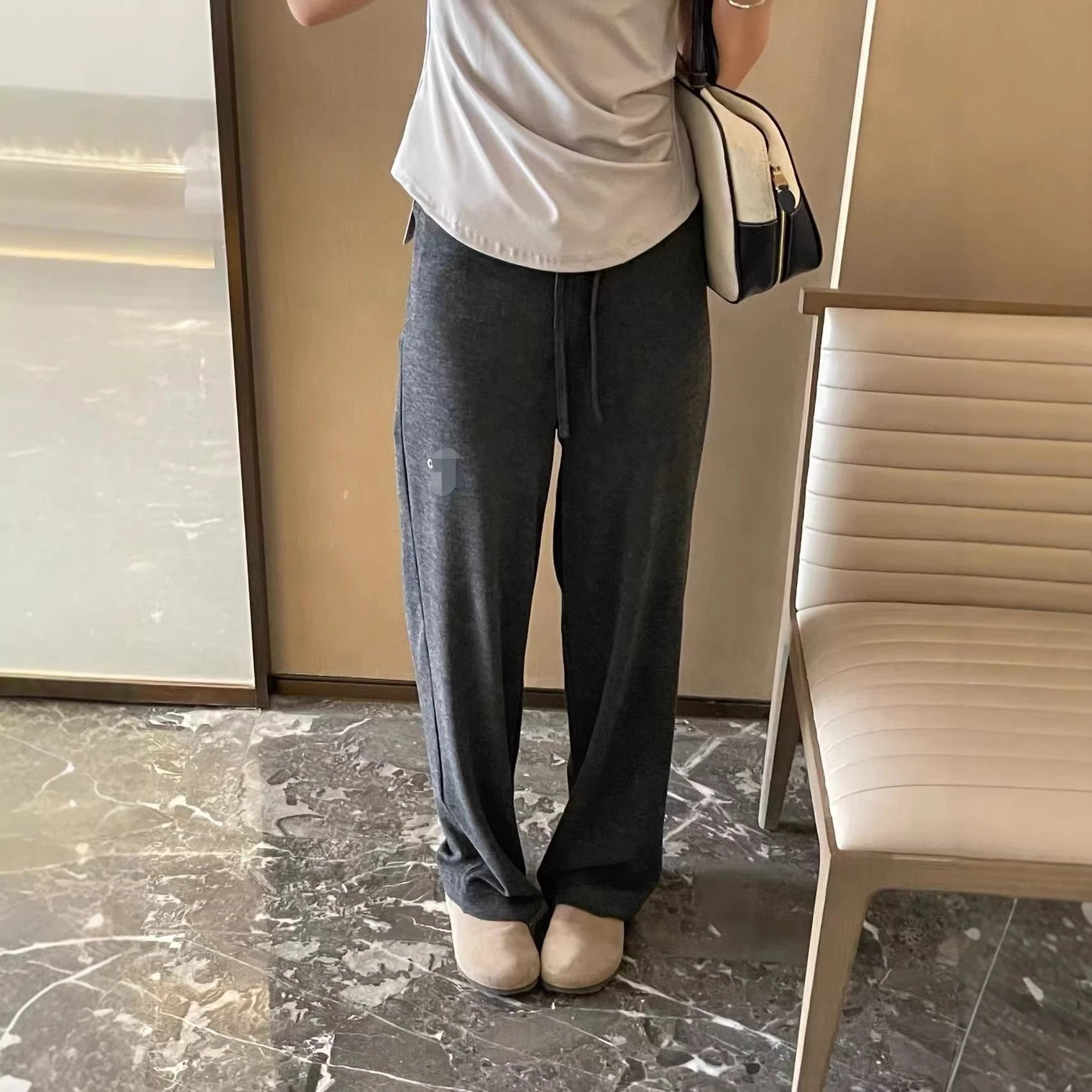 Athleisure Wide Leg Gray Relaxed Sweatpants