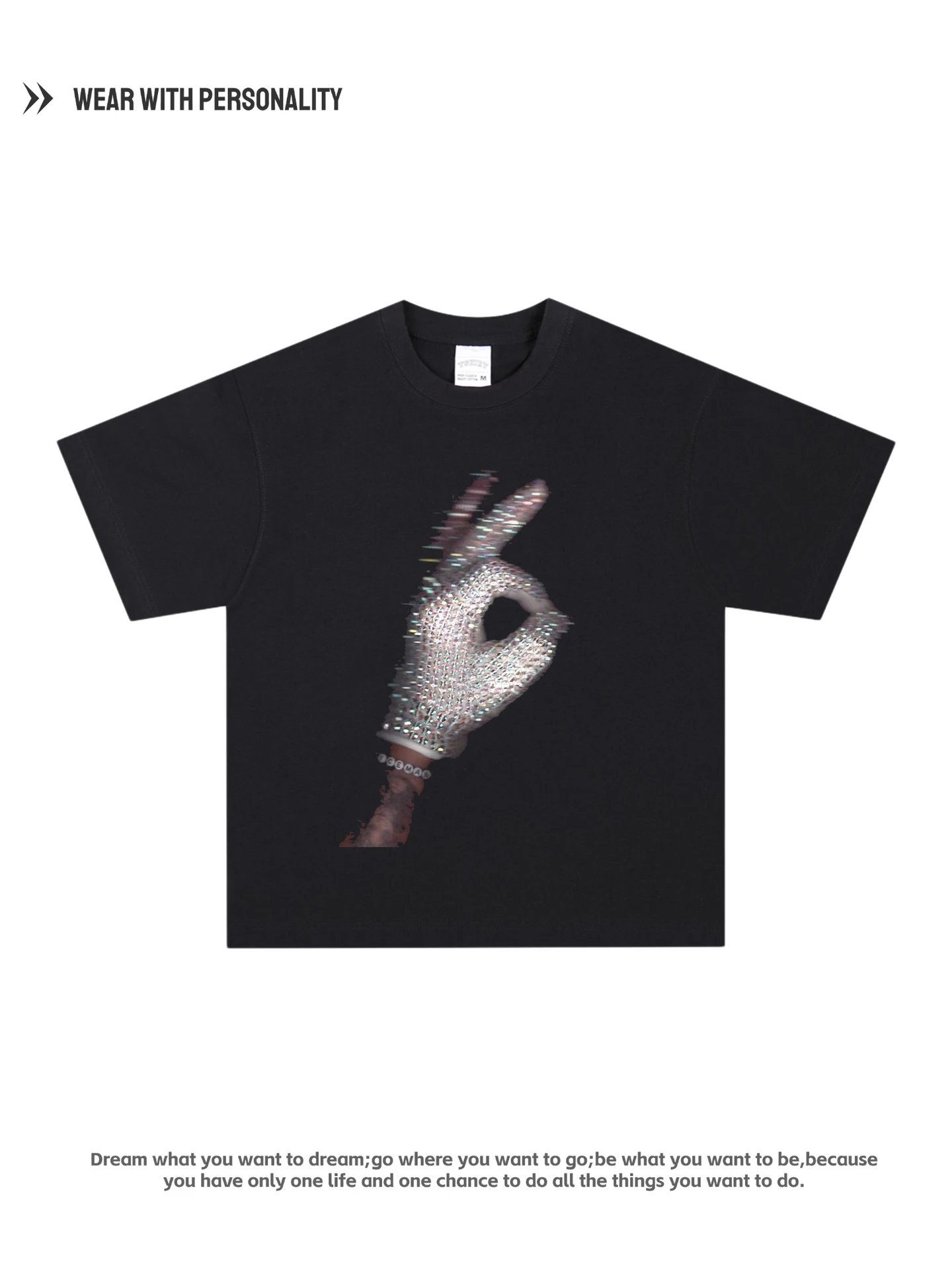 black short-sleeved shirt