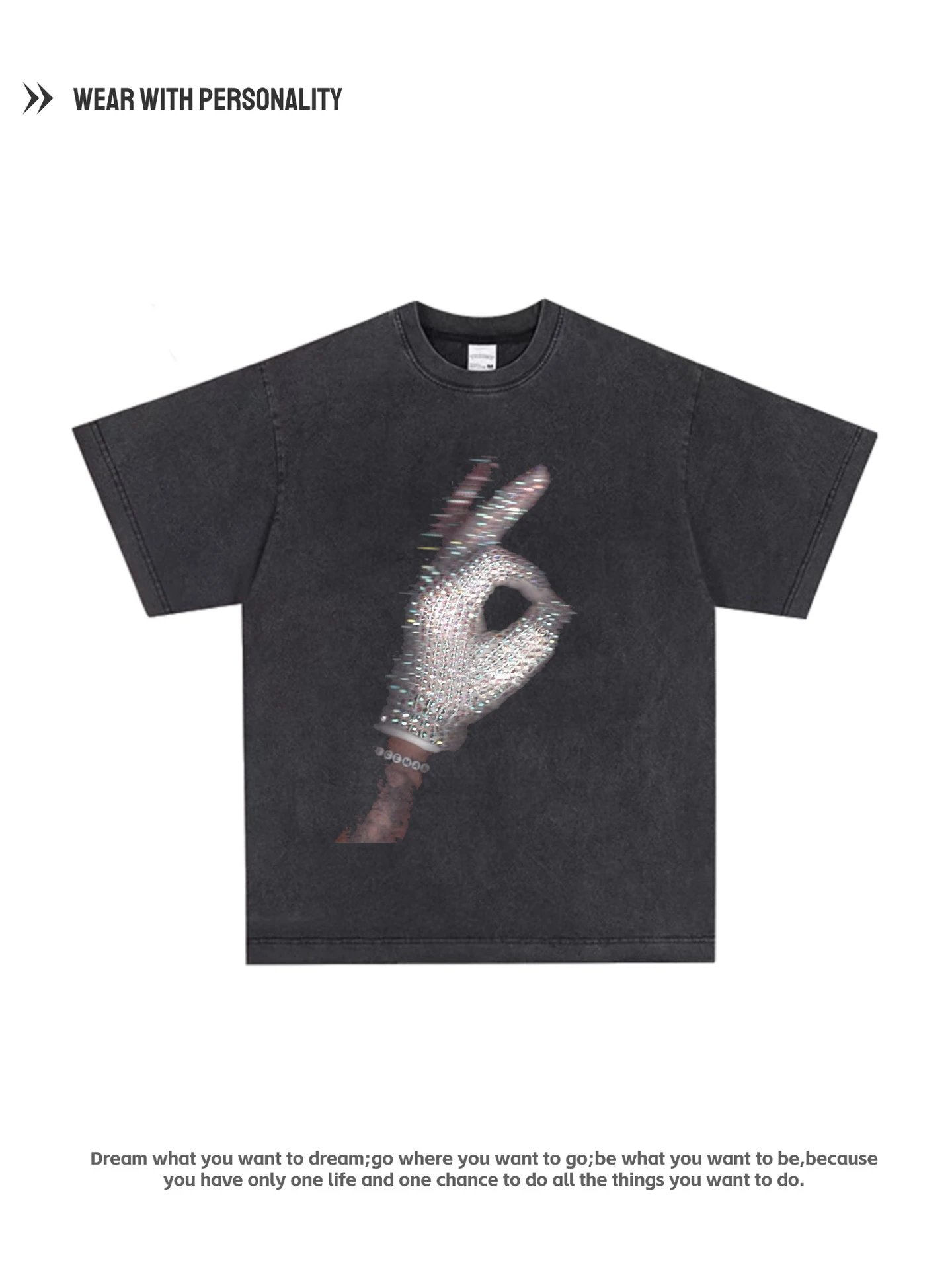 Washed black short sleeved shirt