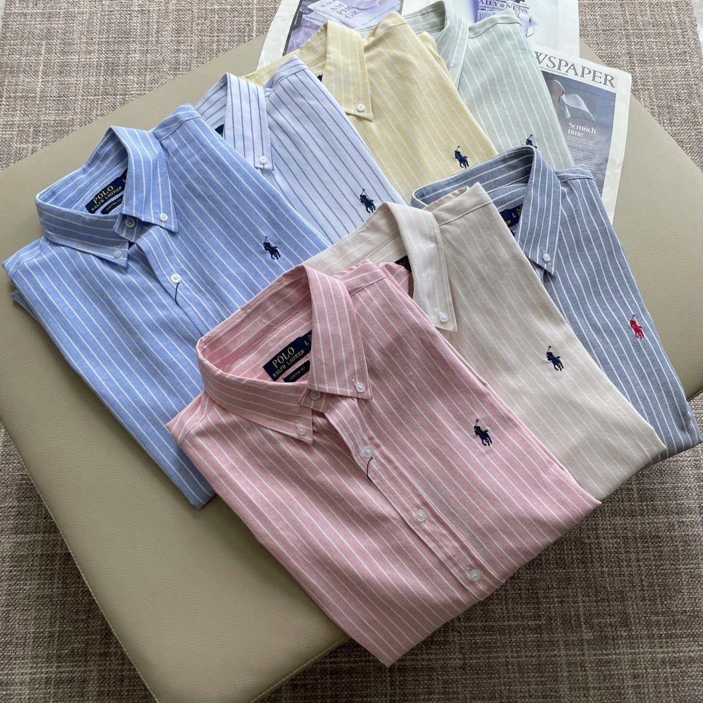 Xiaoma logo long sleeved shirt for men, made of cotton with Oxford stripes, casual, business, no ironing, youth men's shirt