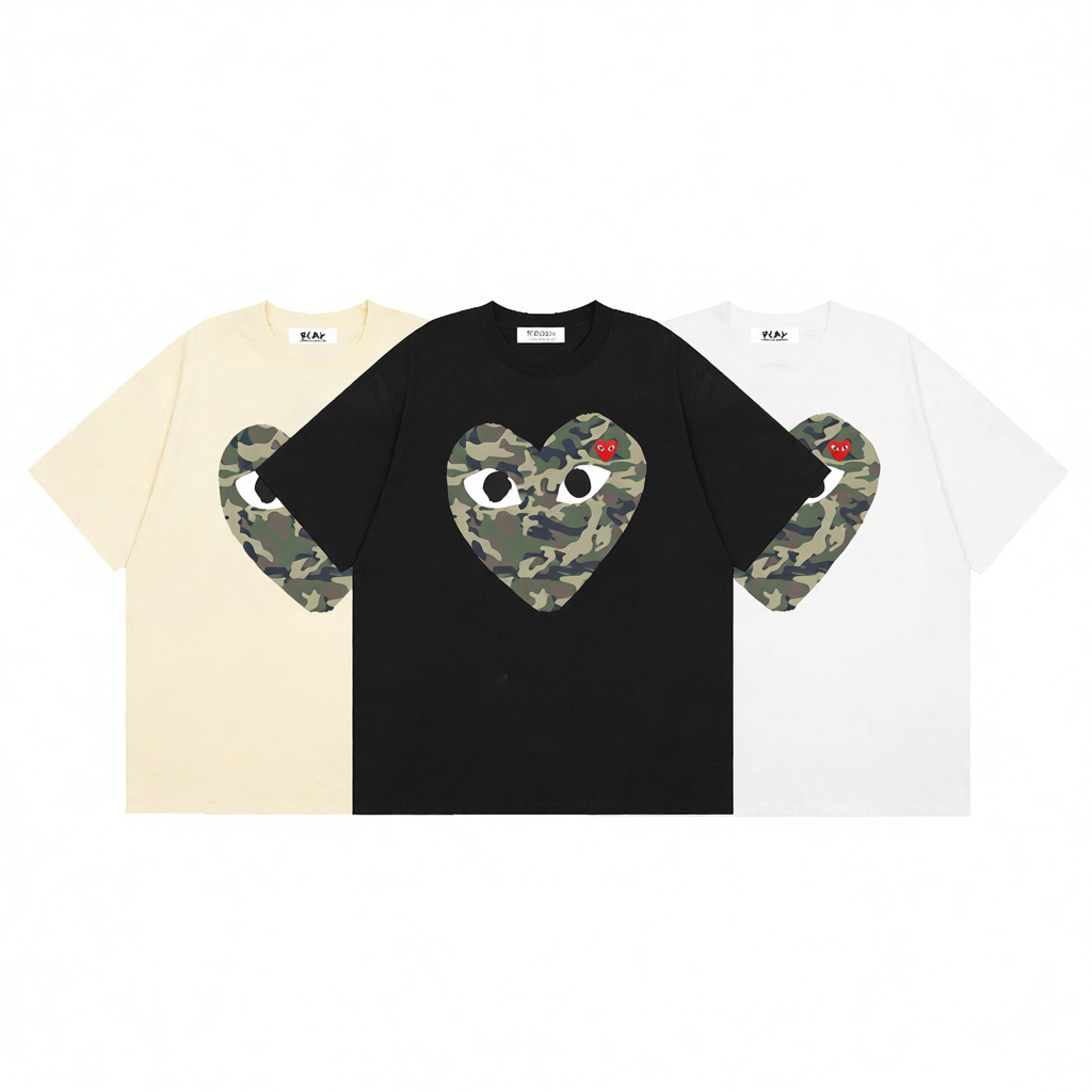 Camouflage Heart Logo Print T-Shirt