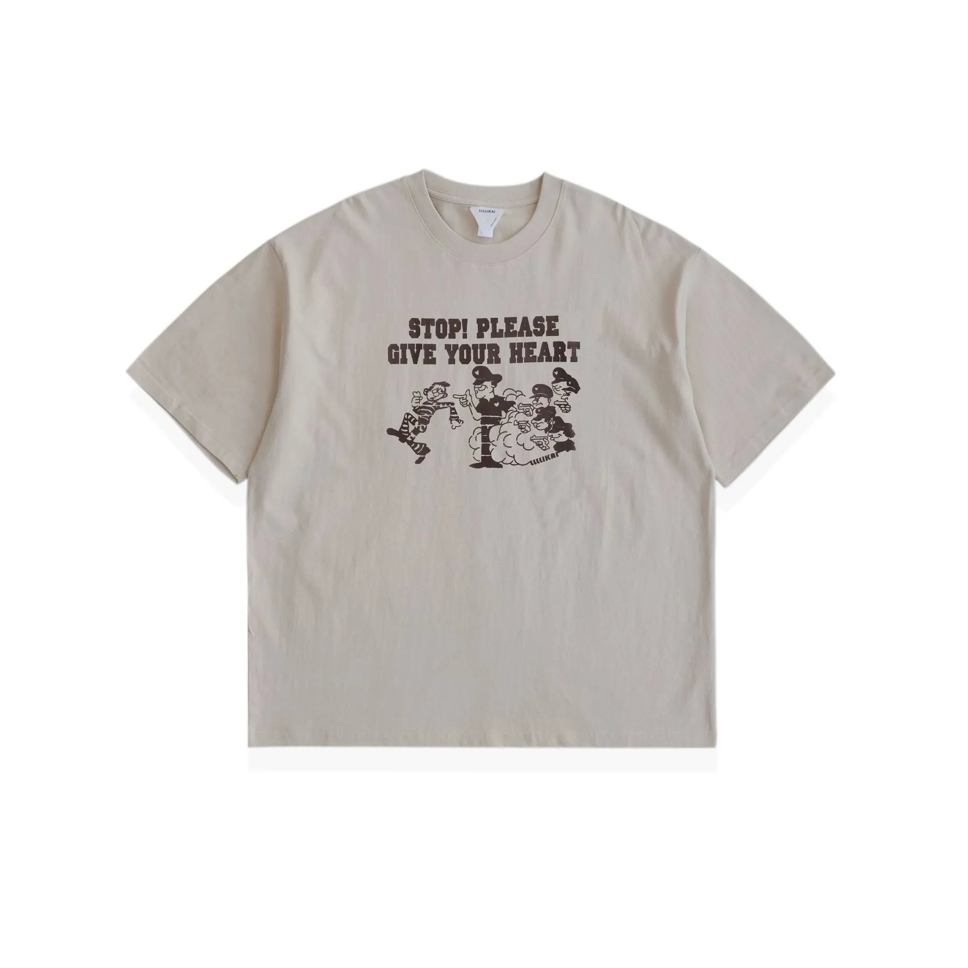 ELLUKAI Graphic Print Dark Brown Oversized T-Shirt