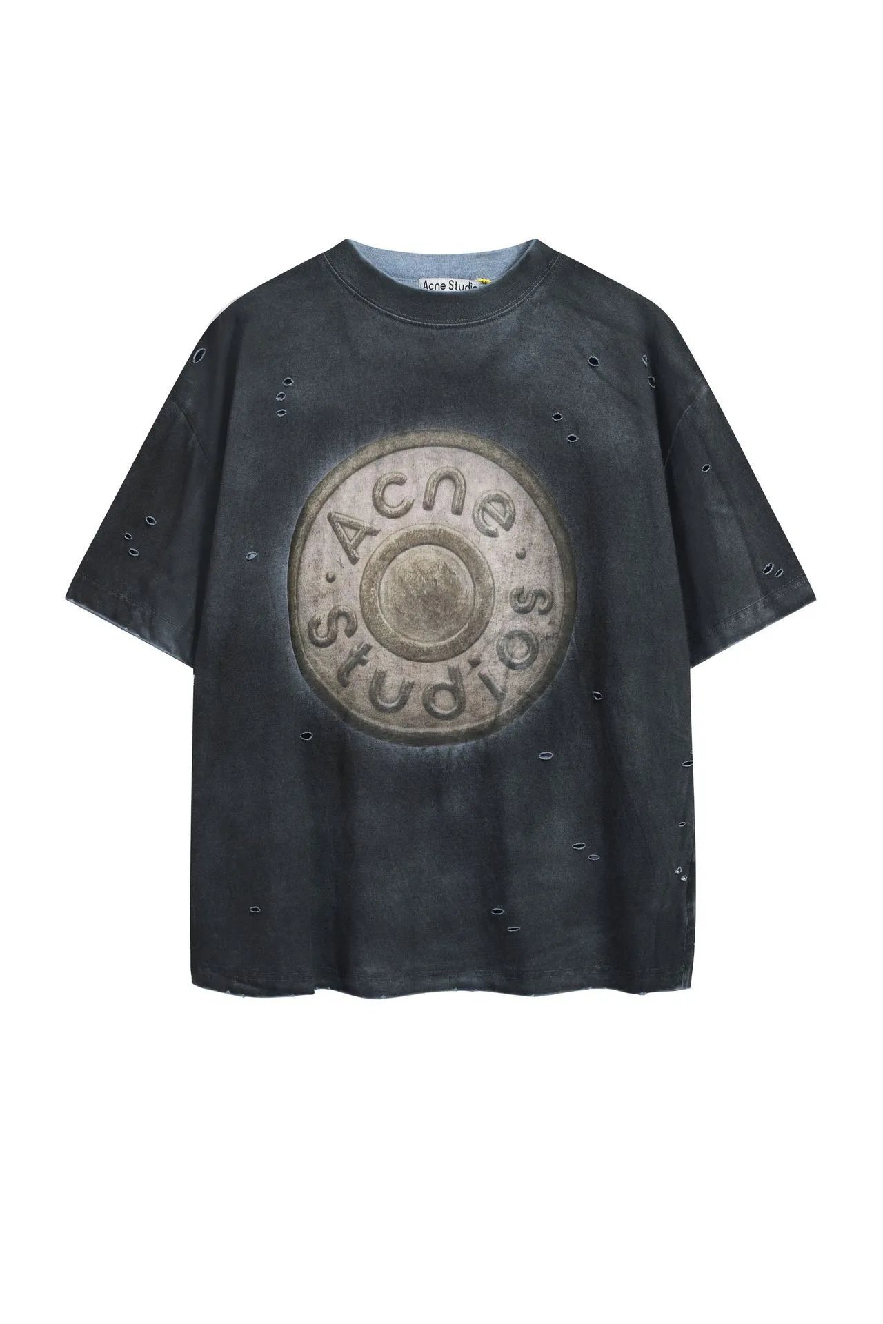 Spray colored perforated short sleeved shirt [8088]