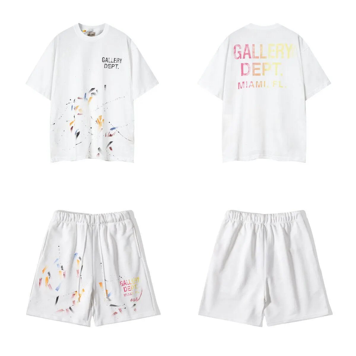 Gallery Dept. Paint Splatter White Black Graphic Streetwear Set