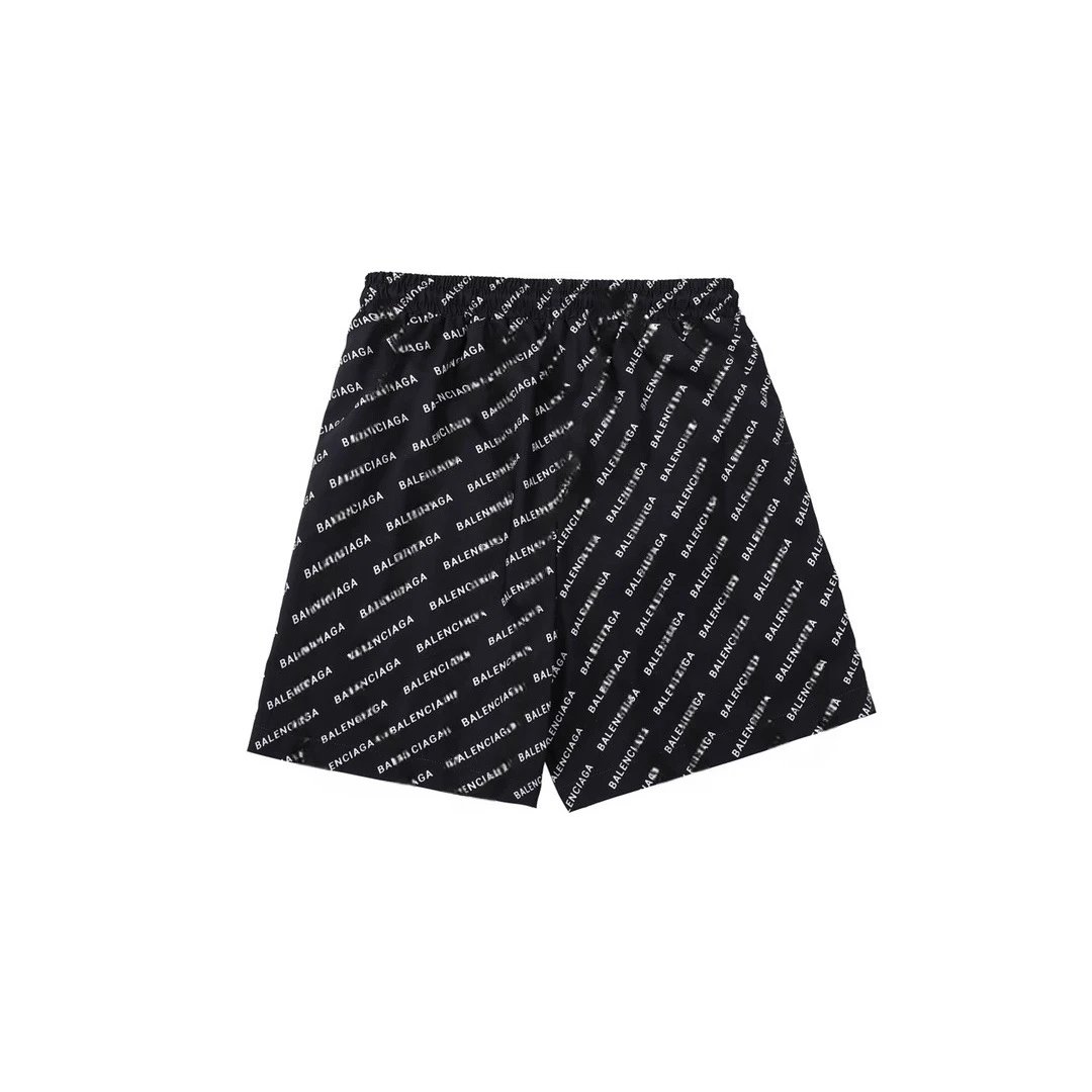 Balenciaga Logo Print White And Black Sporty Shorts