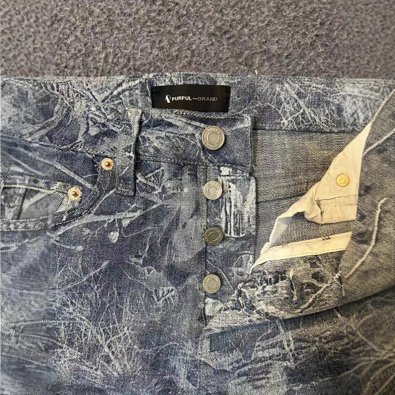 Purpul Brand A901 Indigo Blue Distressed Slim Fit Jeans