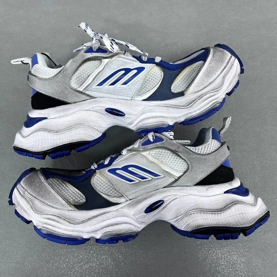 Balenciaga Track 8 White Silver Blue Chunky Sneakers