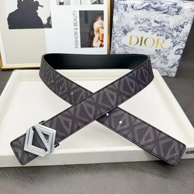 Dior Belts Oblique-pattern belt with logo buckle product detail image 5
