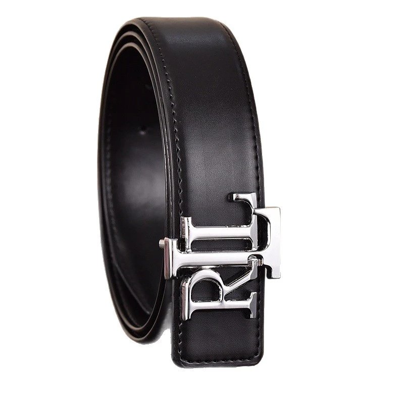 Leather Belt Black Classic Buckle Style