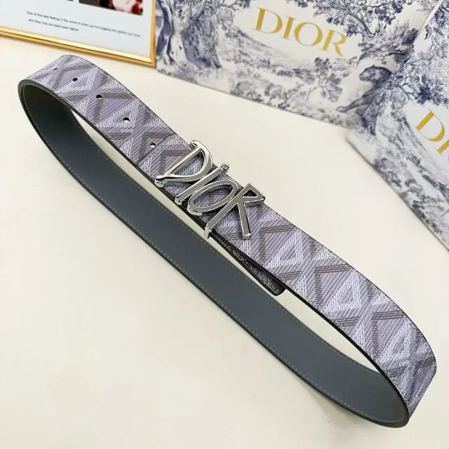 Dior Belts Oblique-pattern belt with logo buckle product detail image 12