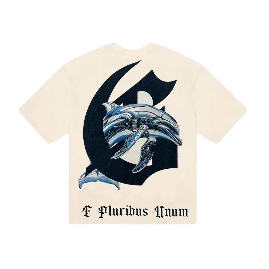 Graphic T-Shirt Cream I Heart GS Dolphin Print Casual Tee