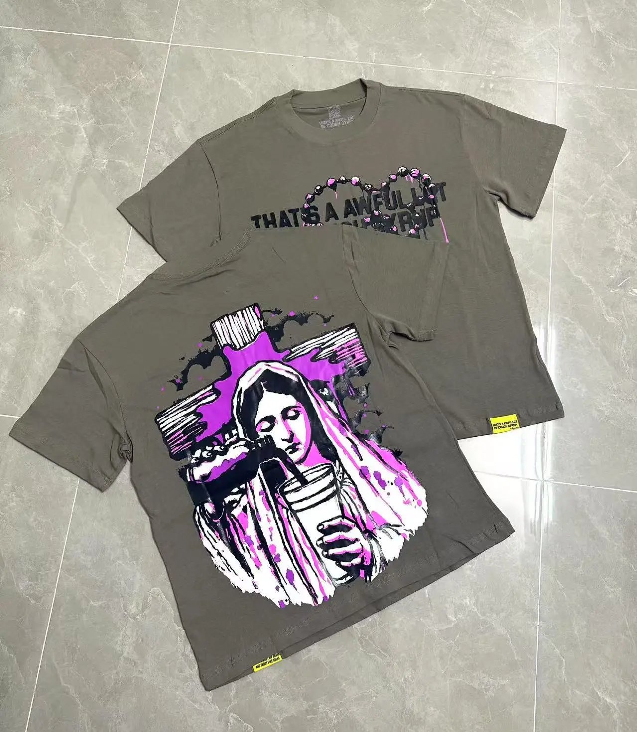 Unbranded T-Shirts Graphic Print Crew Neck — TS25-Gray