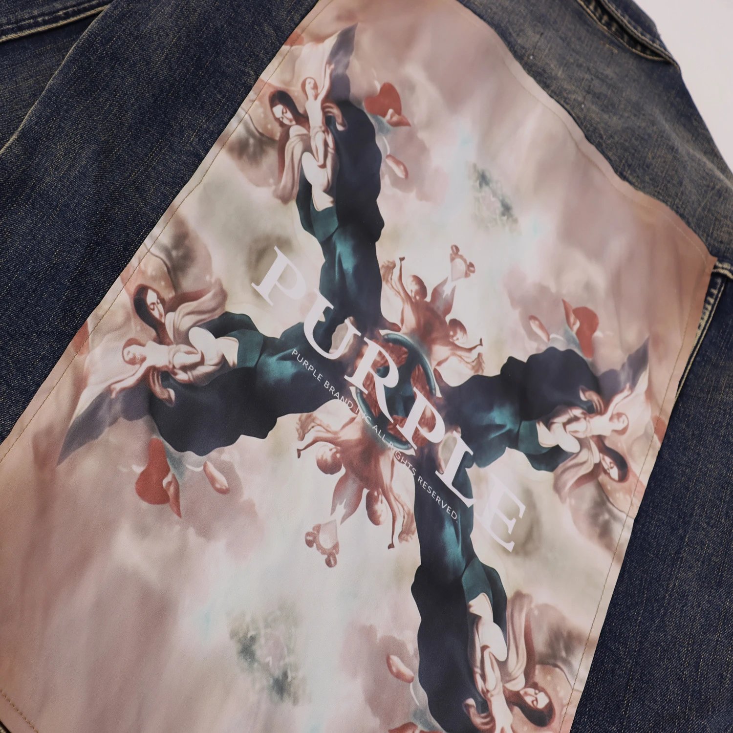 Purple Brand Denim Jacket Multicolor Art Print Oversized
