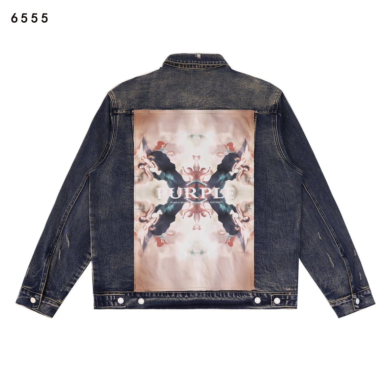 Purple Brand Denim Jacket Multicolor Art Print Oversized