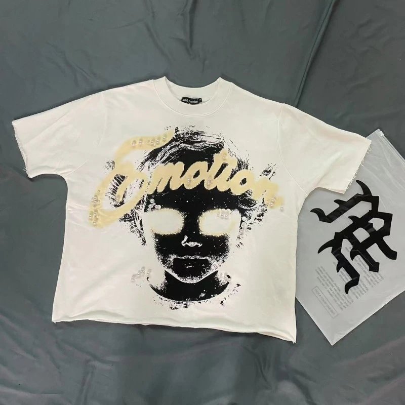 Mixed Emotions T-Shirts Graphic rhinestone T-shirt — EM 22#white