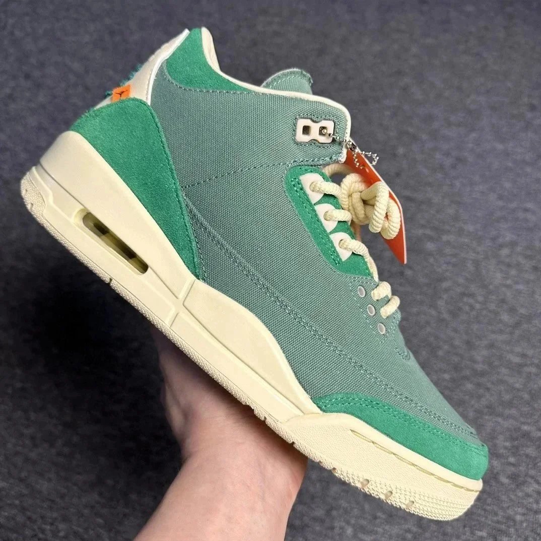Nike Air Jordan 3 Green Canvas Casual Sneakers