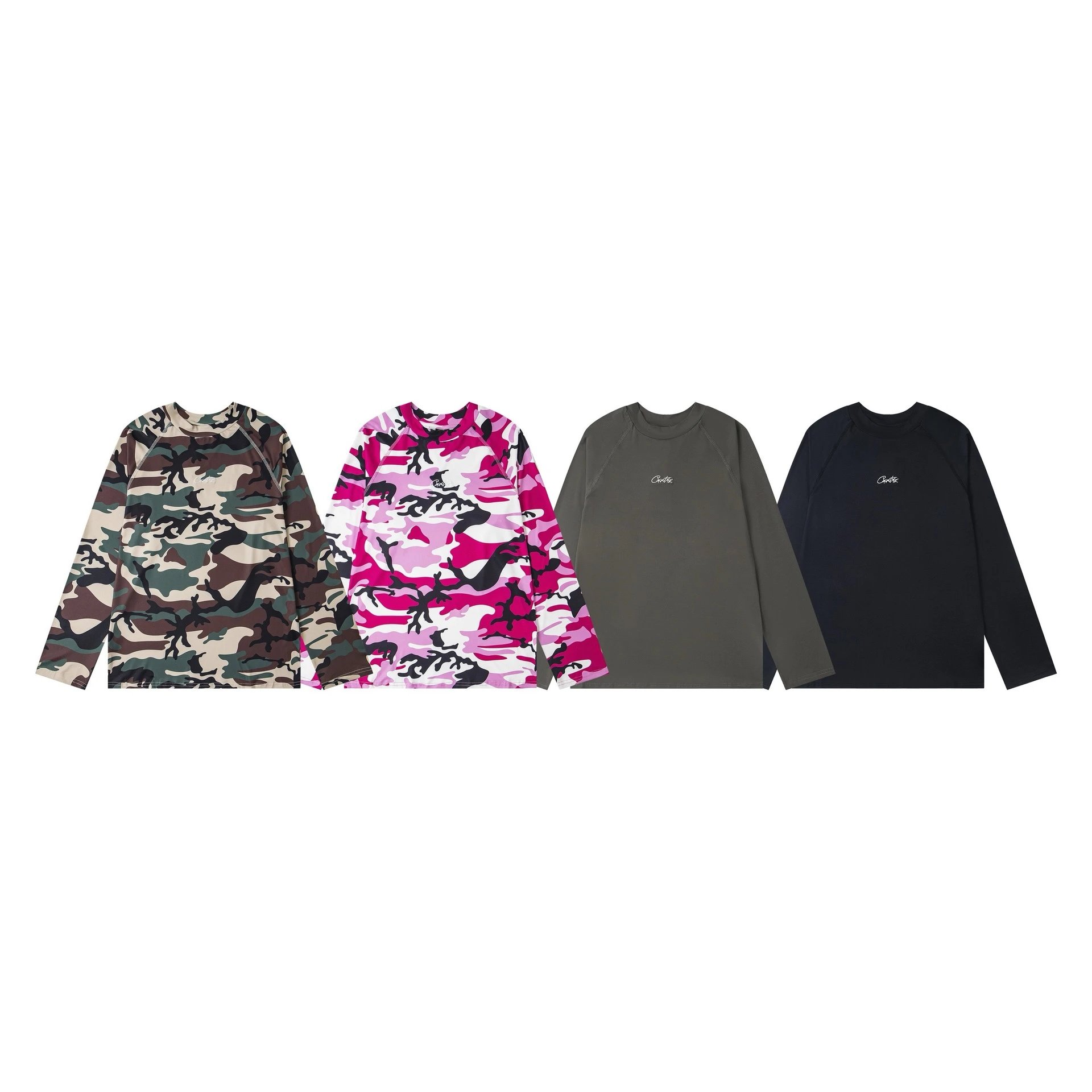Crate Long Sleeve Rash Guard Olive Camo Pink Camo Gray Black