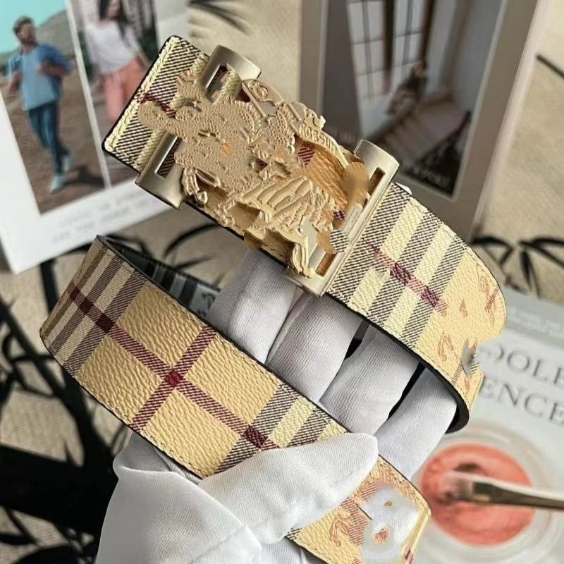 Burberry Vintage Check Beige Gold Tone Classic Belt