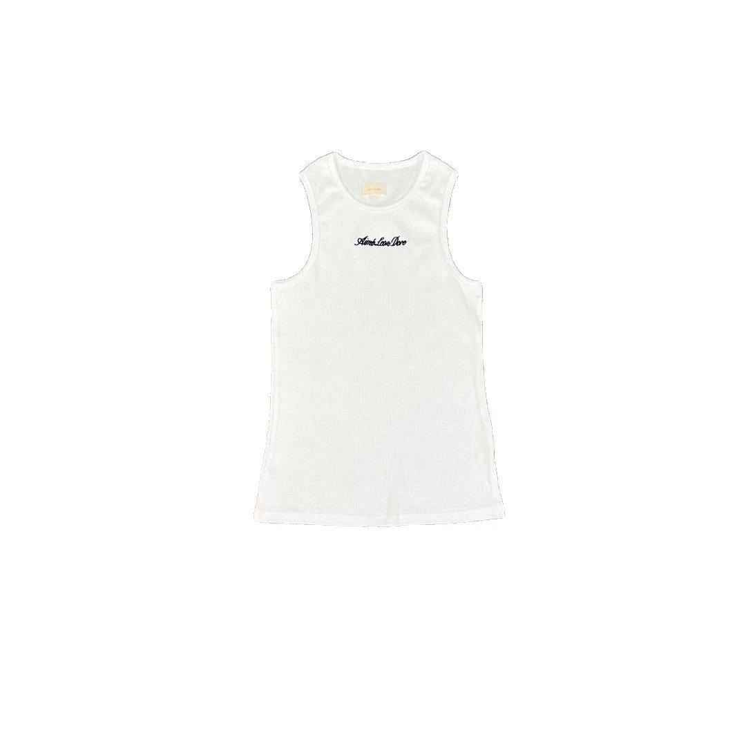 Slim Love Dior Black White Embroidered Tank Top