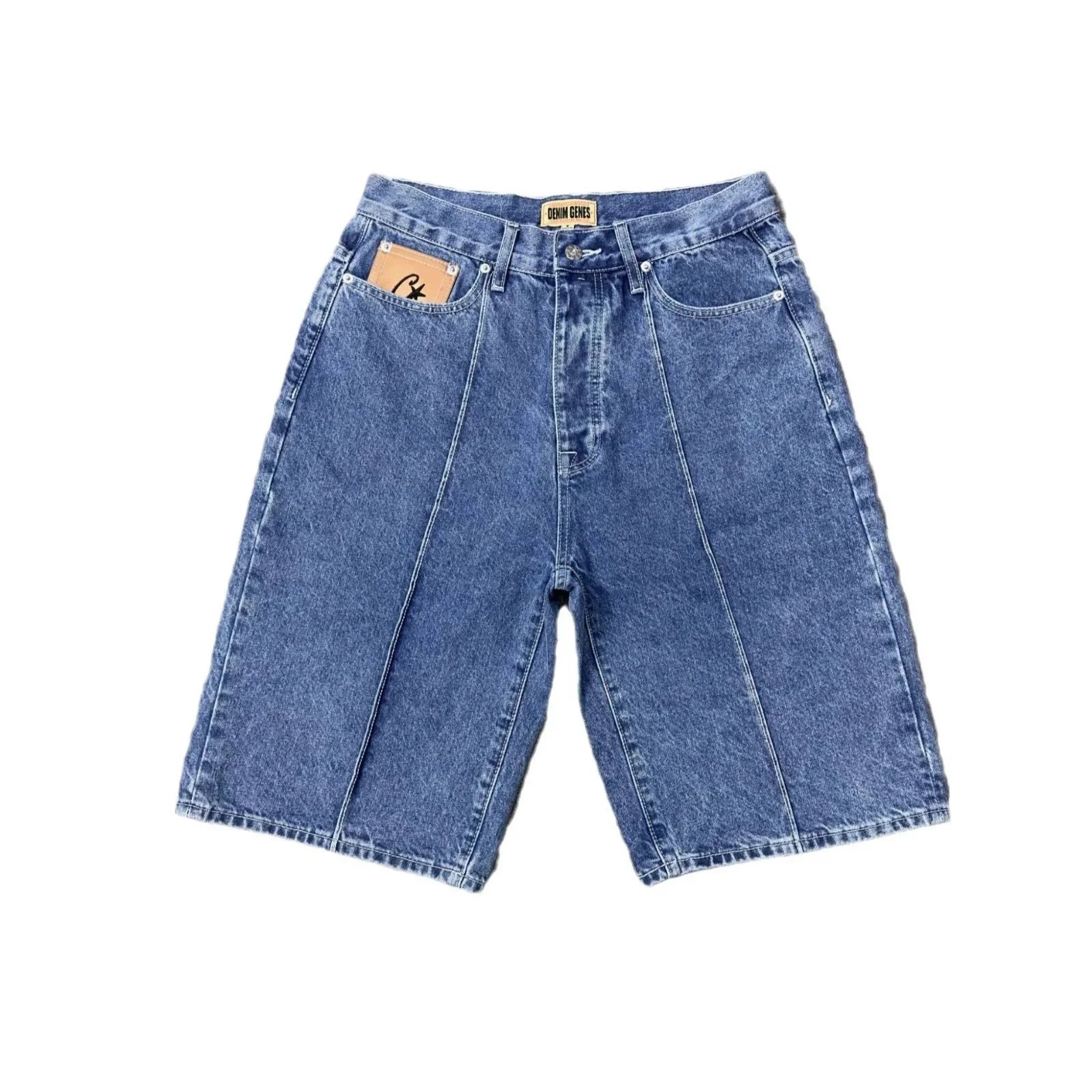 Denim Shorts Blue Wide-Leg Casual