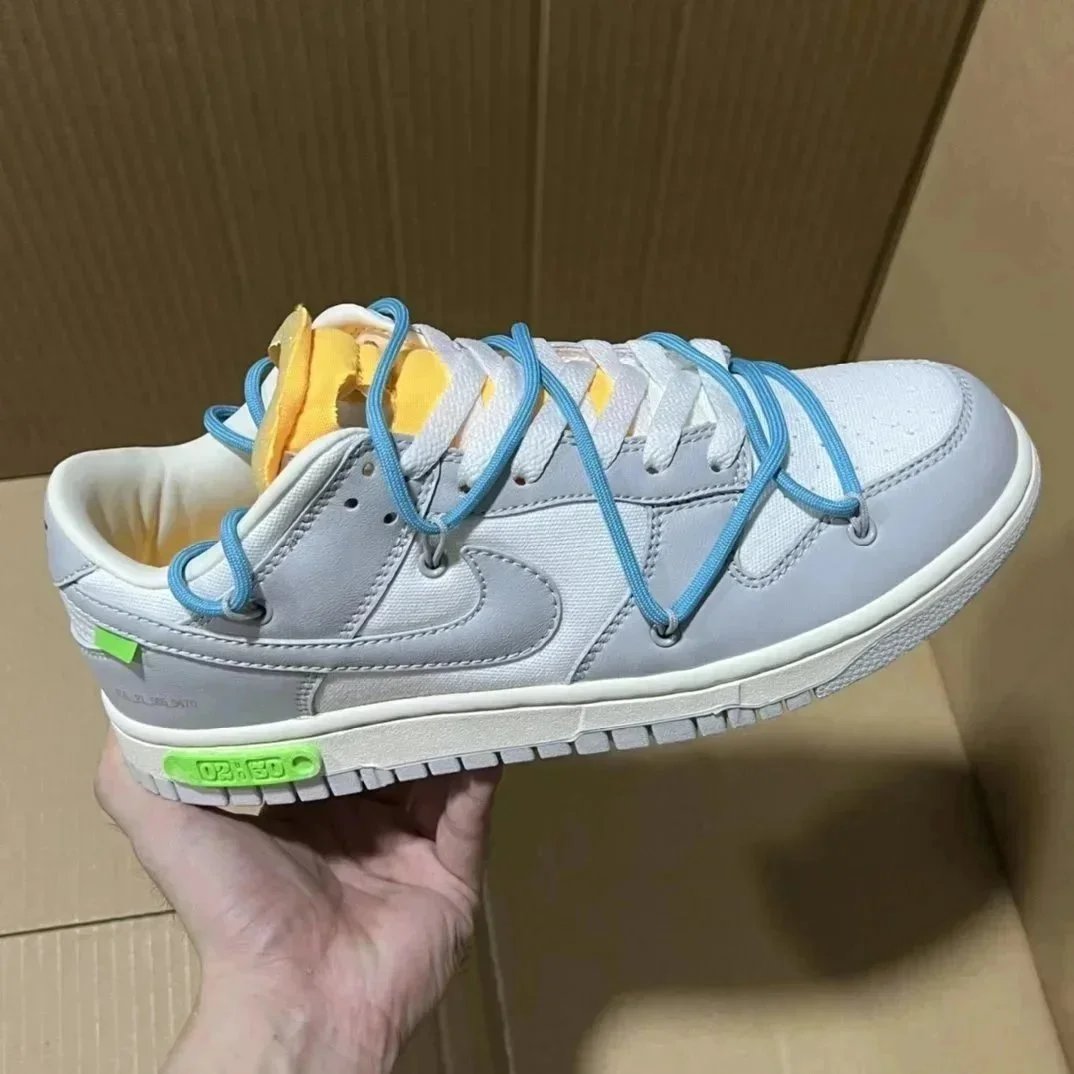 Nike Dunk Low White Blue Neon Green Deconstructed Sneakers