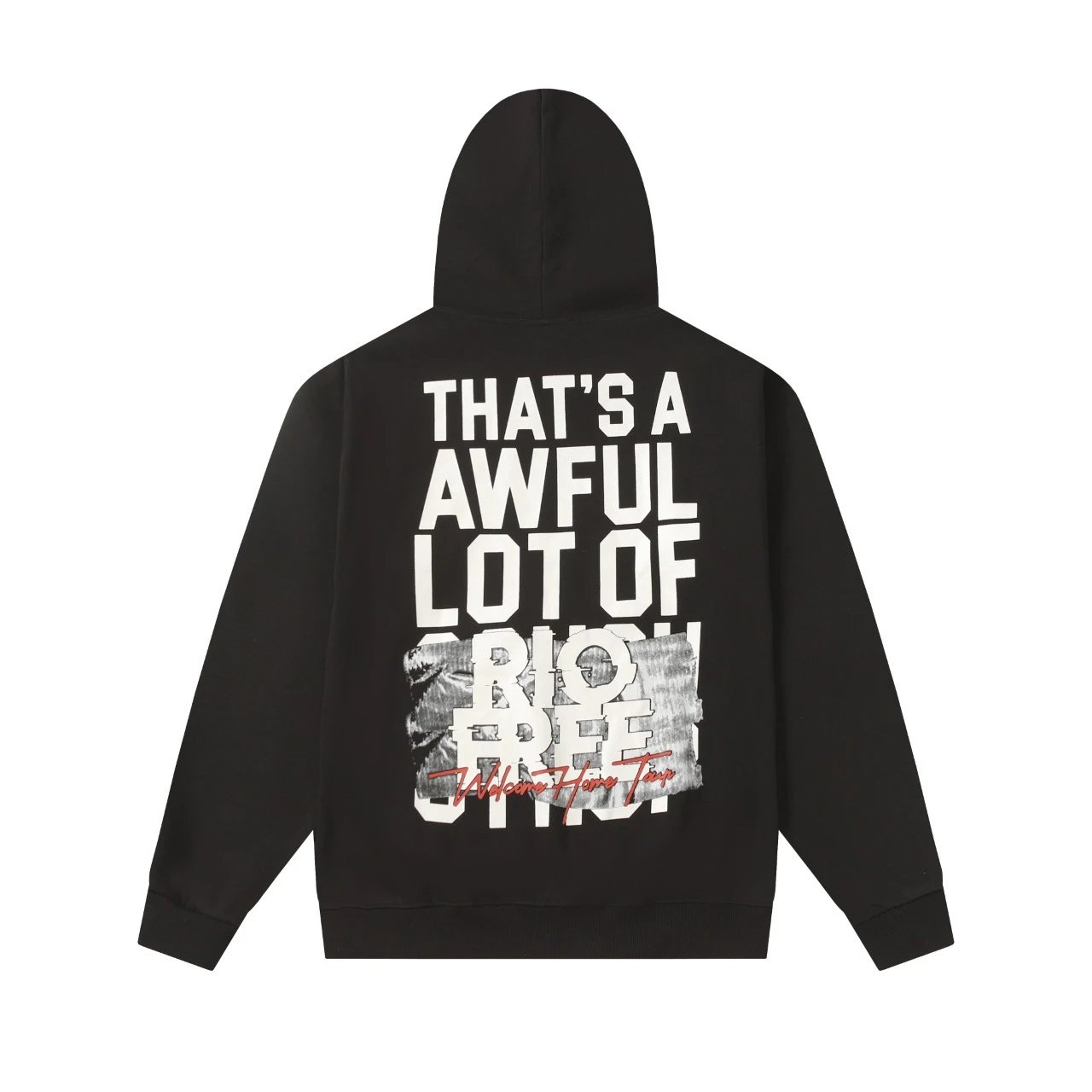 Black Graphic Hoodie With Distorted Face Print Streetwear