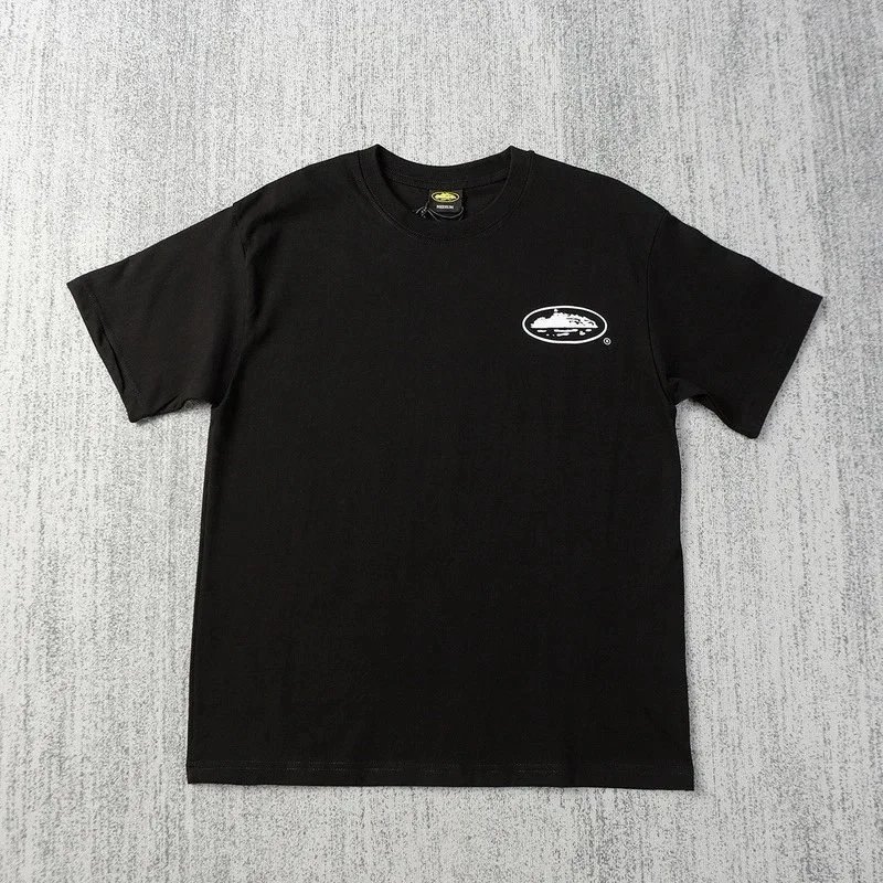 White Black Oval Island Graphic T-Shirt Casual