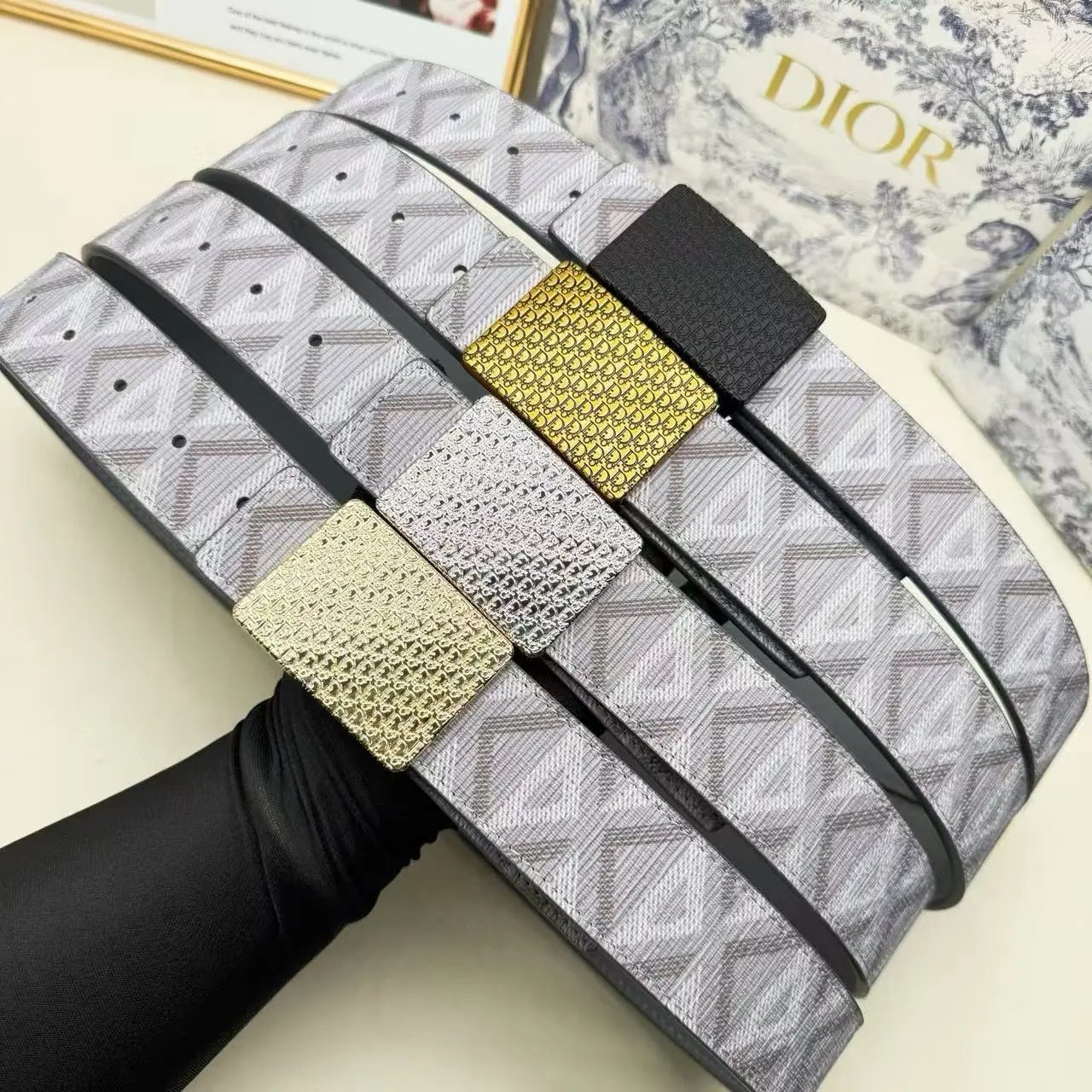 Dior Belts Oblique-pattern belt with logo buckle image 2