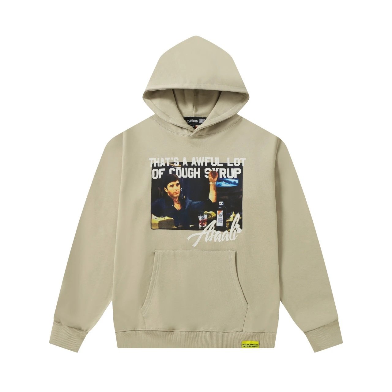 Asaali Cough Syrup Print Beige Graphic Hoodie