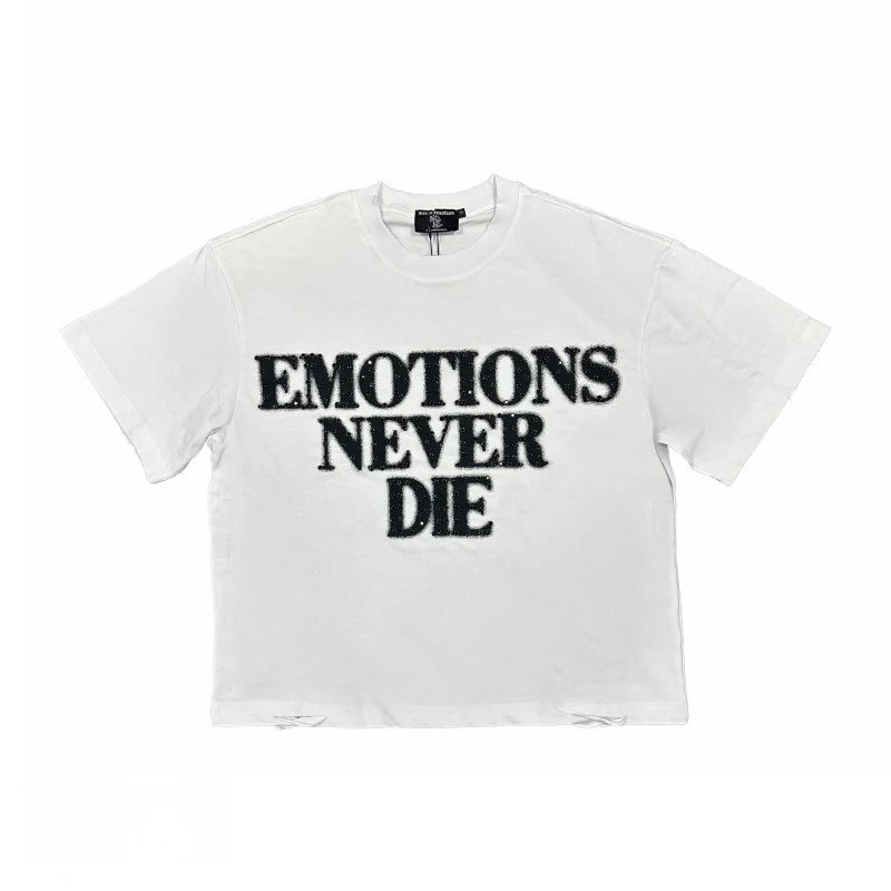 Mixed Emotions T-Shirts Graphic rhinestone T-shirt — EM 43#white