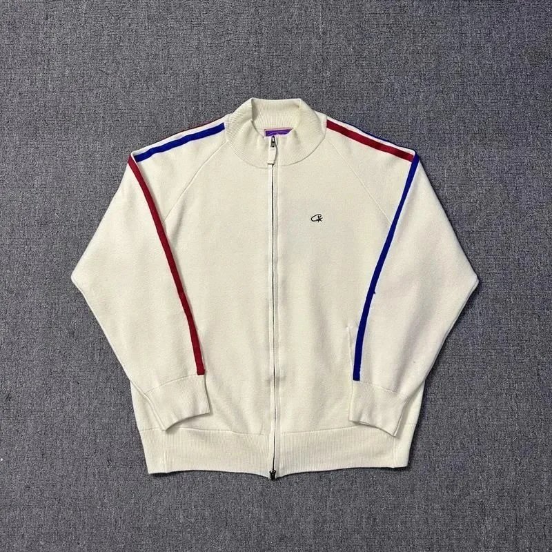 Crate Track Jacket Cream Navy Colorblock Retro