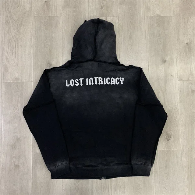 Lost Tracksuits Rhinestone Logo Distressed Zip-Up Hoodie and Jogger Set product detail image 26