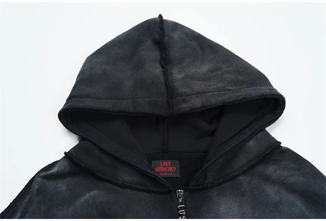 Lost Tracksuits Rhinestone Logo Distressed Zip-Up Hoodie and Jogger Set product detail image 35