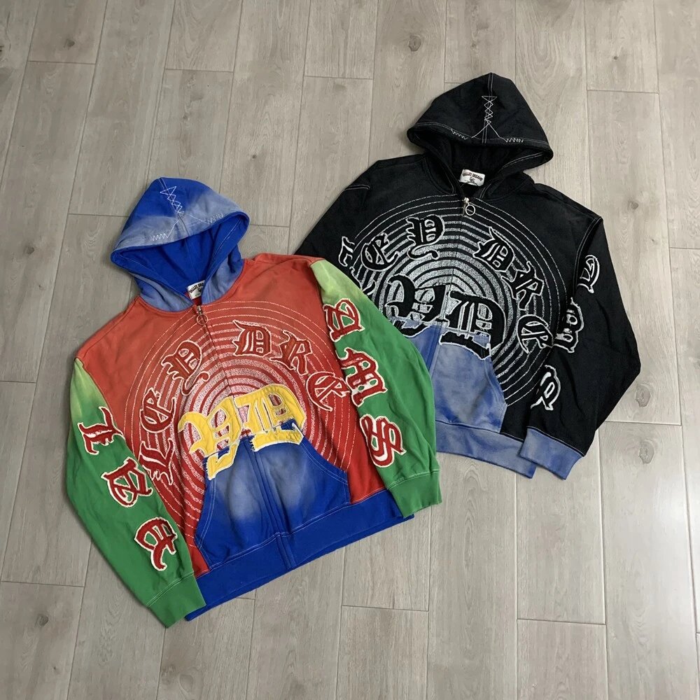 Valley Dreams 14 Multi Color Patchwork Hooded Sweatshirt