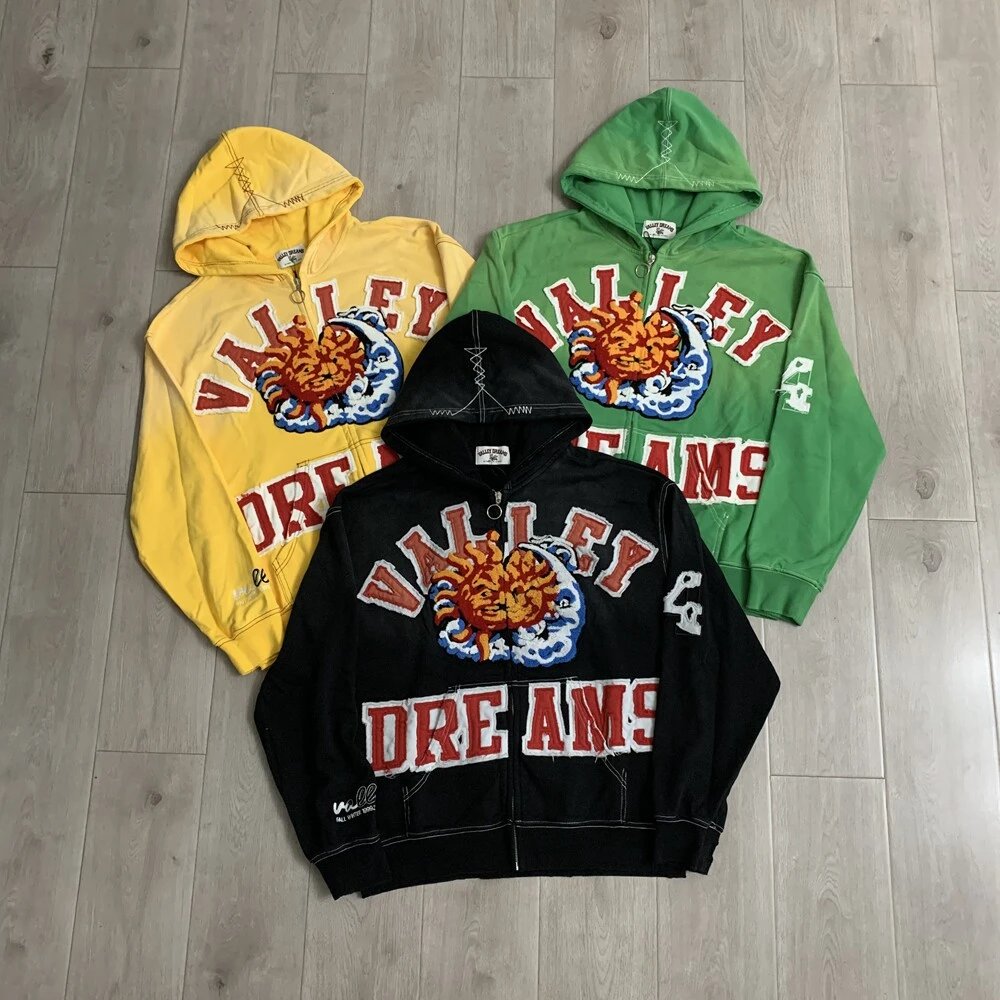 Valley Dreams 14 Multi Color Patchwork Hooded Sweatshirt