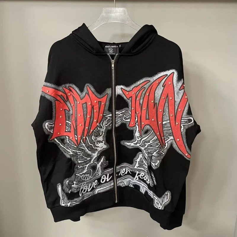 Mixed Emotions Hoodies & Sweatshirts Graphic Zip-Up Hoodie — EM45 Black