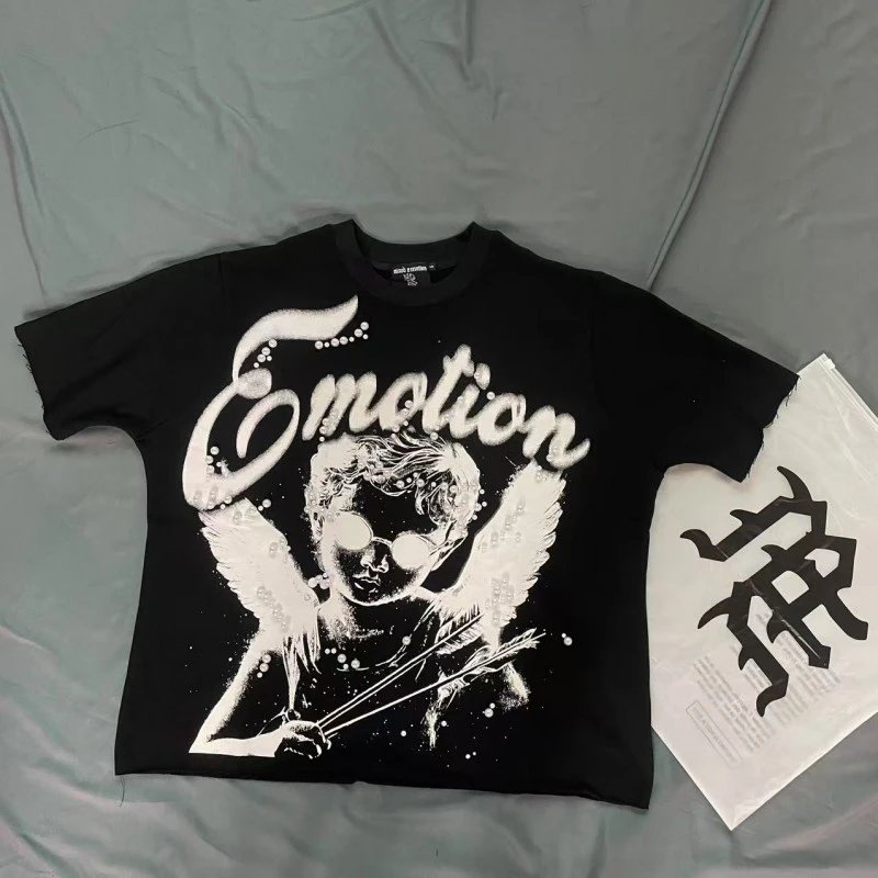 Mixed Emotions T-Shirts Graphic rhinestone T-shirt — EM 22#Black