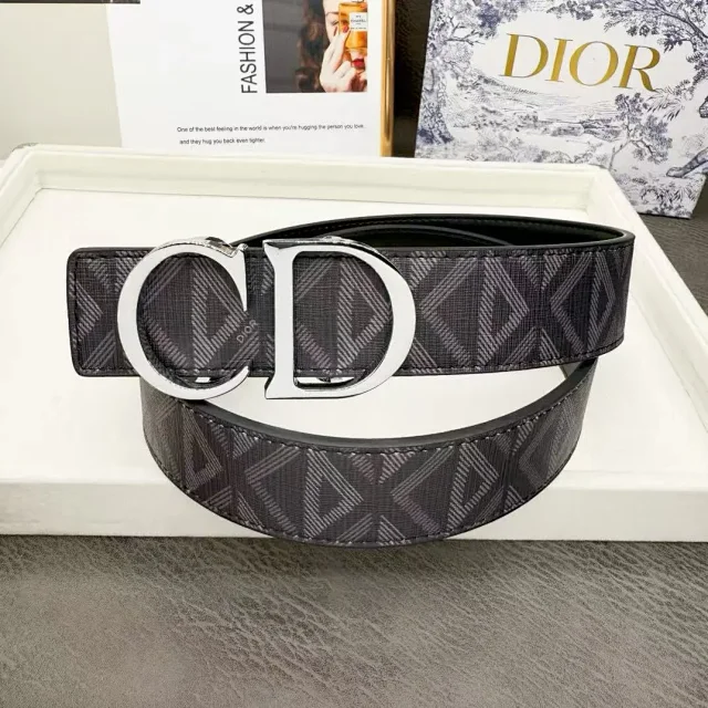 Dior Belts Oblique-pattern belt with logo buckle product detail image 9