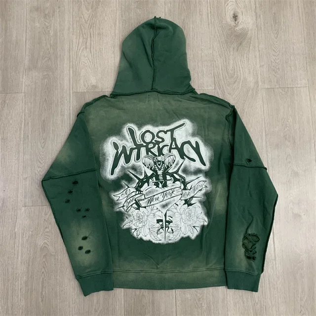 Lost Tracksuits Rhinestone Logo Distressed Zip-Up Hoodie and Jogger Set product detail image 24