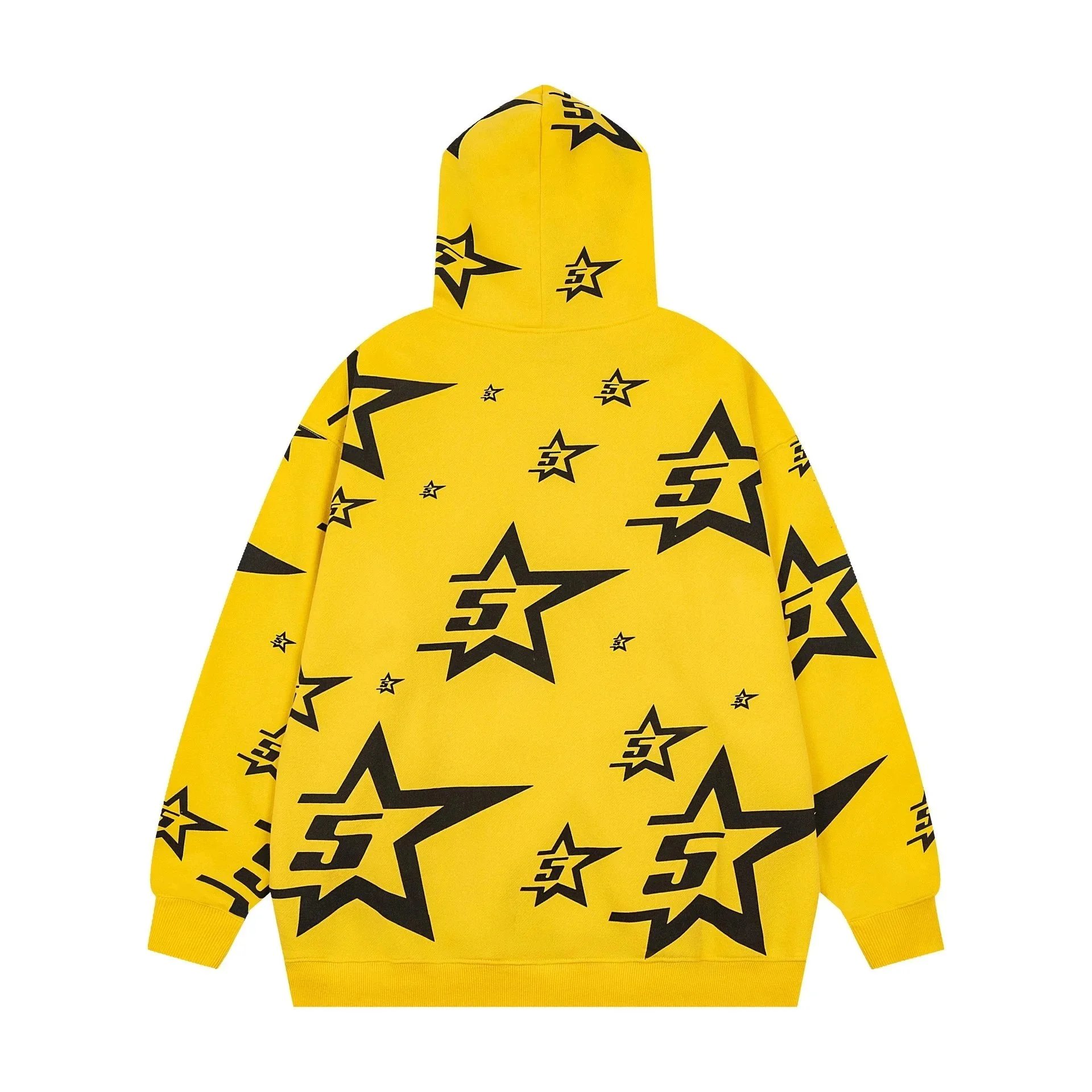 Star Logo Yellow All Over Print Hooded Sweatshirt