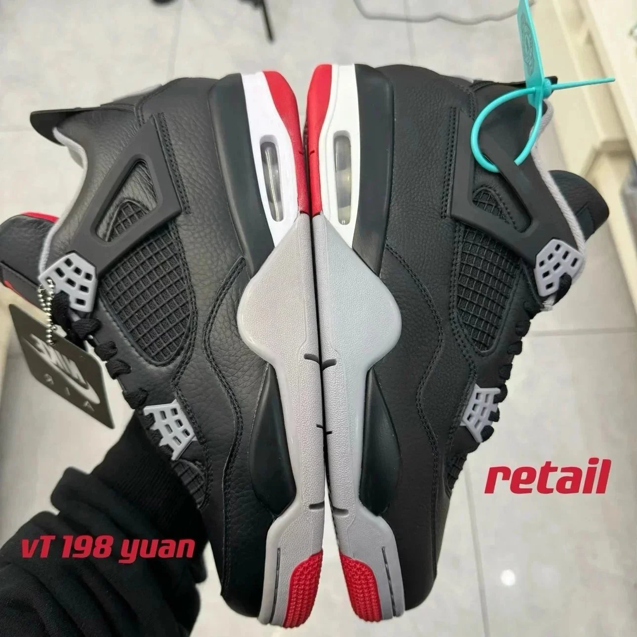 Nike Air Jordan 4 Black Red White Retro Basketball Sneakers