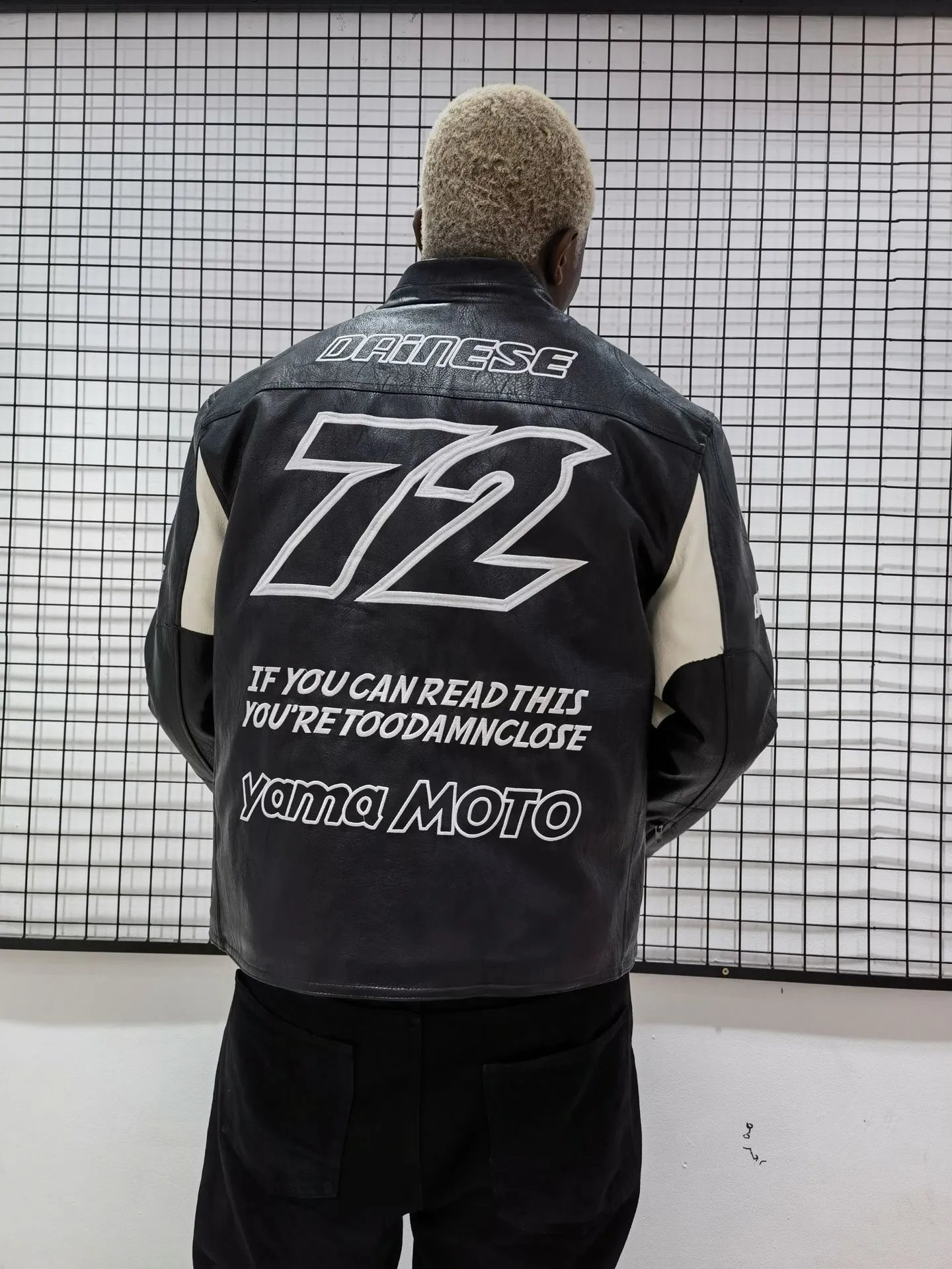 Dainese 72 Black White Racing Leather Jacket