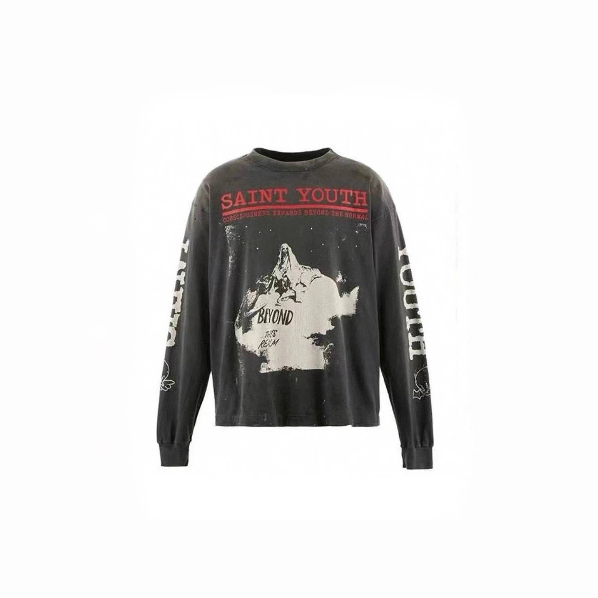 Saint Youth Graphic Print Black Oversized Long Sleeve T-Shirt