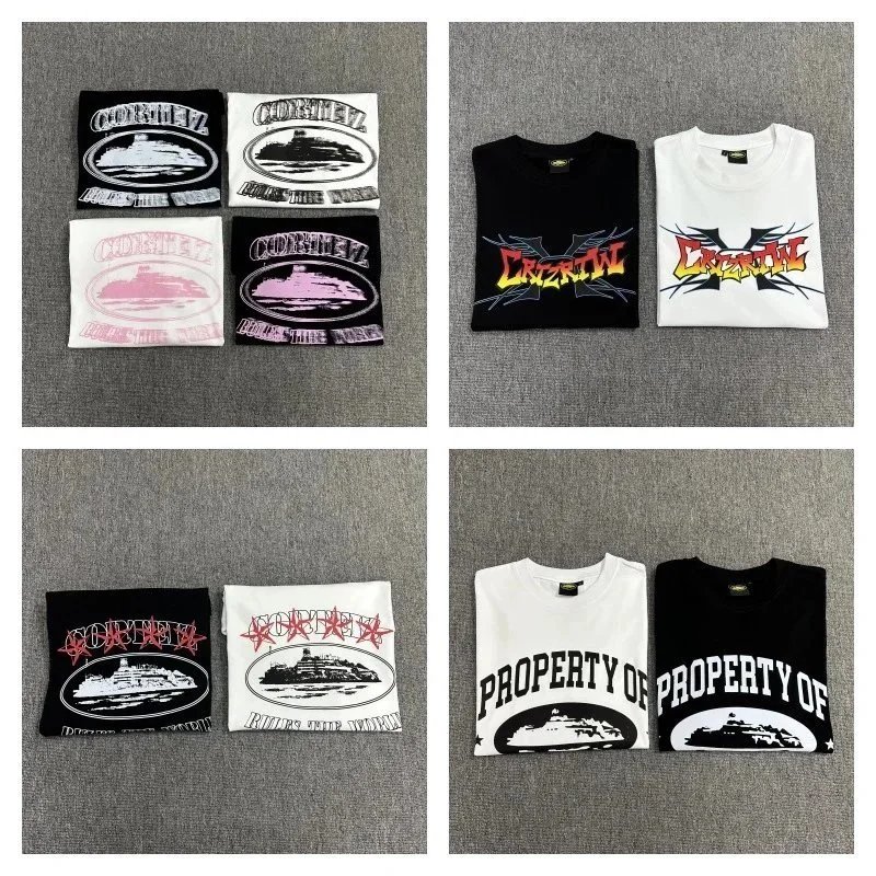 Cortez Boat Graphic Print Black White Pink Red Casual T-Shirt