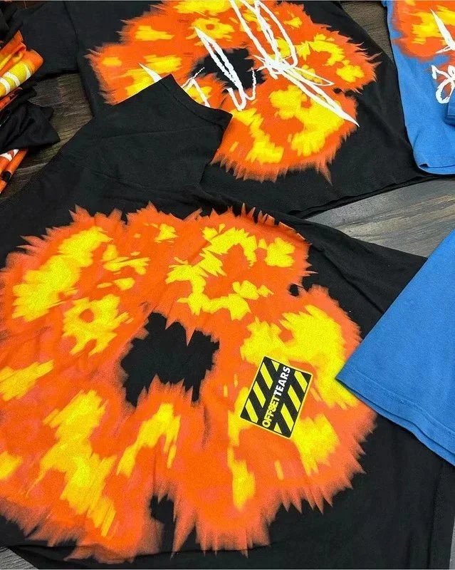 Off White Graphic Print Black Blue Streetwear T-Shirt